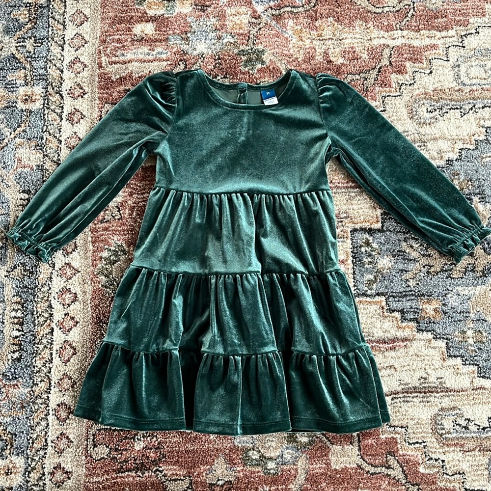 Girls formal dark green velvet dress